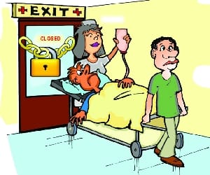 poor people treatment in private hospitals.